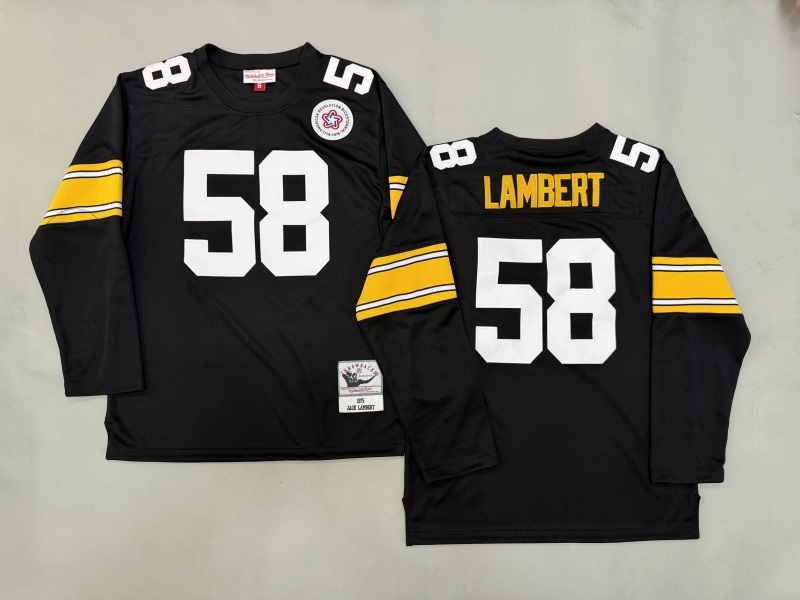 Men 2025 Pittsburgh Steelers 58 Lambert black Throwback Limited NFL Jersey style 001